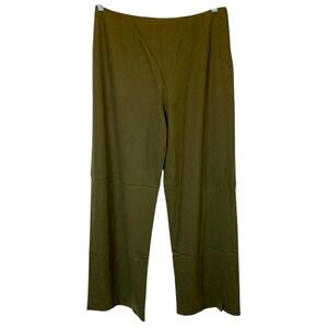Anne Klein Wool Blend Dress Pants Women's Size 12 Trousers Olive High Waist